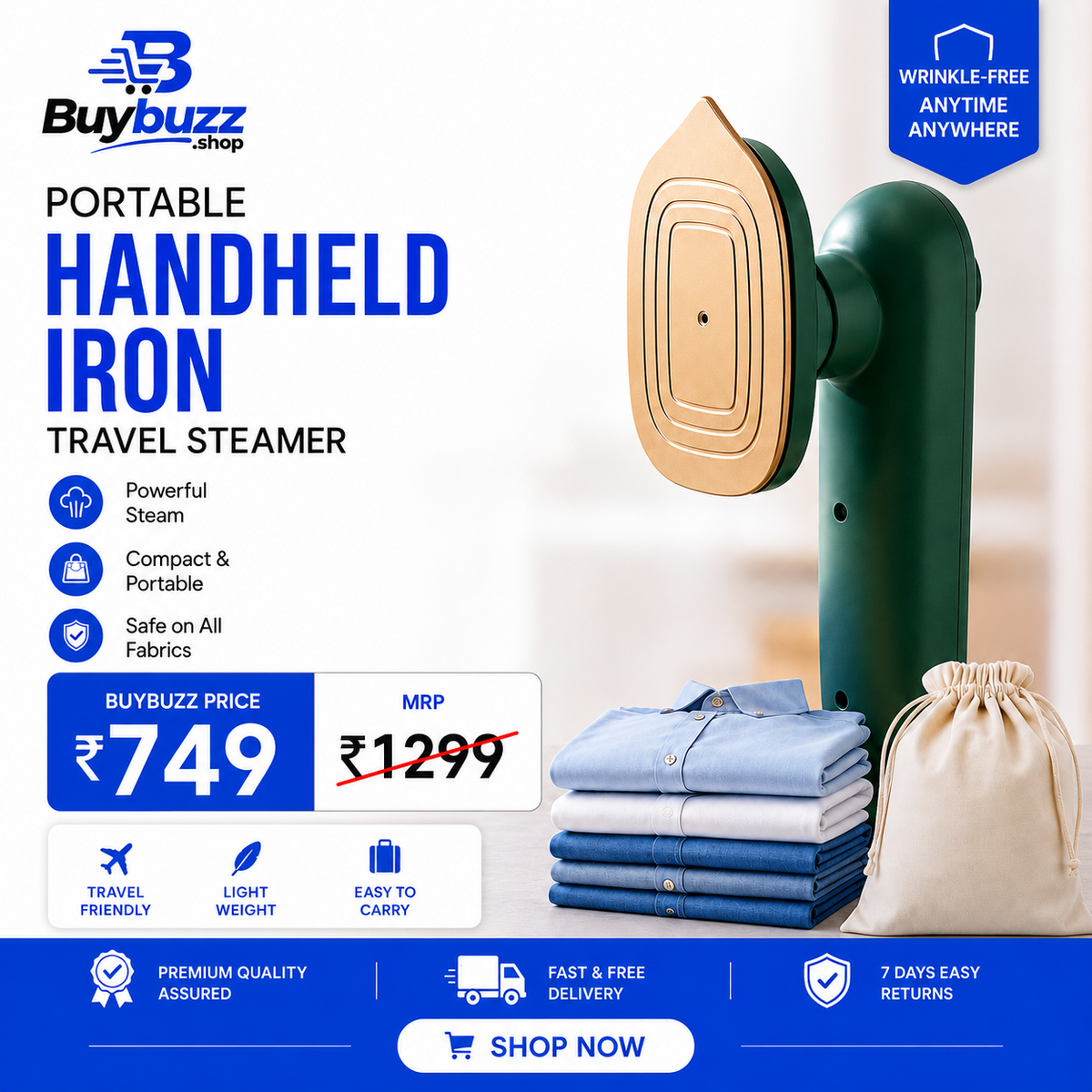 Portable Handheld Iron Travel Steamer